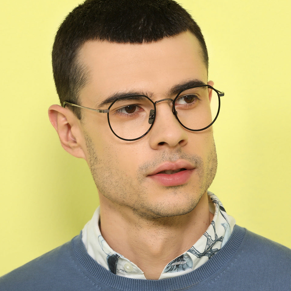 Eyeglasses-Frame Hexagonal-Black-EG